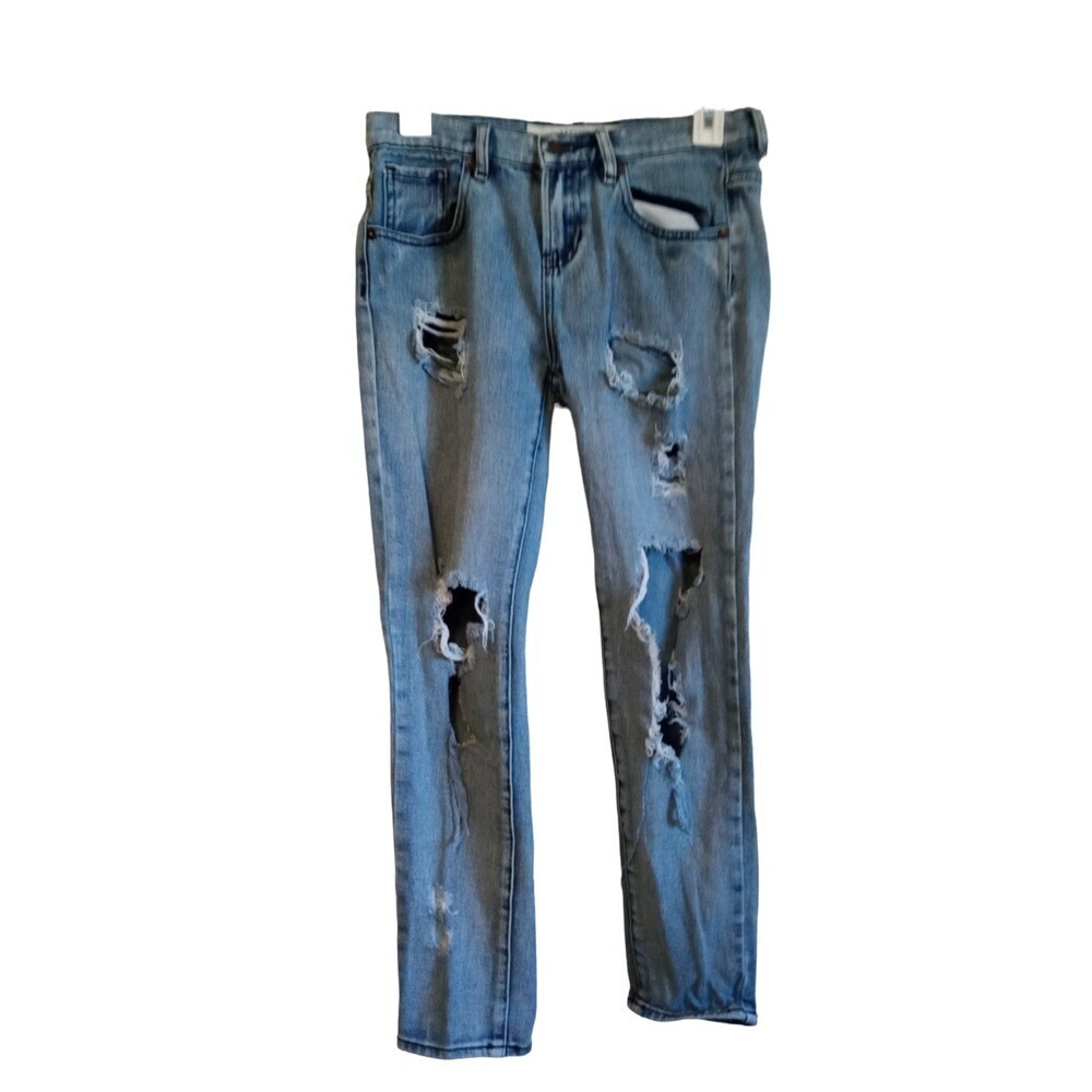 Melville light wash‎ fray Straight jeans